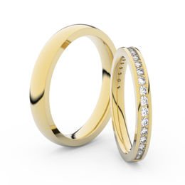 Snubní prsteny ze žlutého zlata s brilianty, pár - 3893