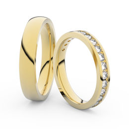 Snubní prsteny ze žlutého zlata s brilianty, pár - 3894