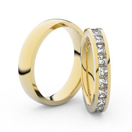 Snubní prsteny ze žlutého zlata s brilianty, pár - 3908