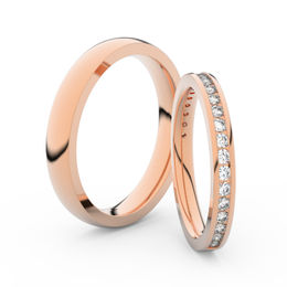 Snubní prsteny z růžového zlata s brilianty, pár - 3893
