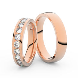 Snubní prsteny z růžového zlata s brilianty, pár - 3895