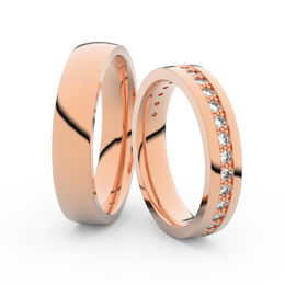 Snubní prsteny z růžového zlata s brilianty, pár - 3898