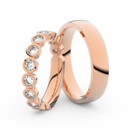 Snubní prsteny z růžového zlata s brilianty, pár - 3901
