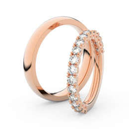 Snubní prsteny z růžového zlata s brilianty, pár - 3903