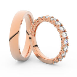 Snubní prsteny z růžového zlata s brilianty, pár - 3904
