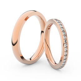 Snubní prsteny z růžového zlata s brilianty, pár - 3906