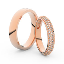 Snubní prsteny z růžového zlata s brilianty, pár - 3918