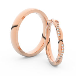 Snubní prsteny z růžového zlata s brilianty, pár - 3951