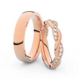 Snubní prsteny z růžového zlata s brilianty, pár - 3953