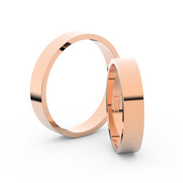 Snubní prsteny z růžového zlata, 4 mm, plochý, pár - 1G40