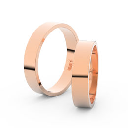 Snubní prsteny z růžového zlata, 4.5 mm, plochý, pár - 1G45