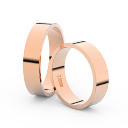 Snubní prsteny z růžového zlata, 5 mm, plochý, pár - 1G50