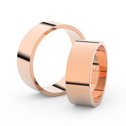 Snubní prsteny z růžového zlata, 7 mm, plochý, pár - 1G70