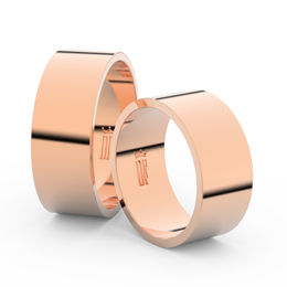 Snubní prsteny z růžového zlata, 8 mm, plochý, pár - 1G80