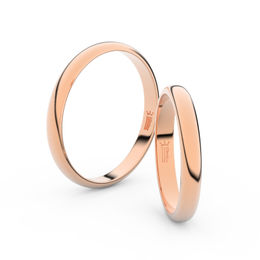Snubní prsteny z růžového zlata, 3 mm, půlkulatý, pár - 2A30