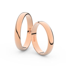 Snubní prsteny z růžového zlata, 3.5 mm, půlkulatý, pár - 2B35