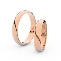Snubní prsteny z růžového zlata, 4 mm, půlkulatý, pár - 2C40