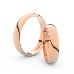 Snubní prsteny z růžového zlata, 4,5 mm, půlkulatý, pár - 2D45