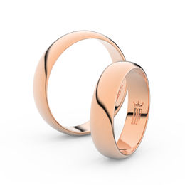 Snubní prsteny z růžového zlata, 4.7 mm, půlkulatý, pár - 2E50