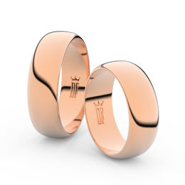 Snubní prsteny z růžového zlata, 6.5 mm, půlkulatý, pár - 3B65