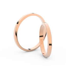 Snubní prsteny z růžového zlata, 2.3 mm, lichoběžný, pár - 4A25