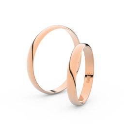 Snubní prsteny z růžového zlata, 3 mm, půlkulatý, pár - 4D30