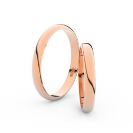 Snubní prsteny z růžového zlata, 2.9 mm, půlkulatý, pár - 4F30