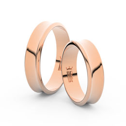 Snubní prsteny z růžového zlata, 5 mm, konkávní, pár - 5A50