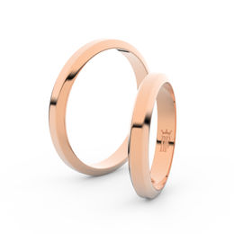 Snubní prsteny z růžového zlata, 3.15 mm, lichoběžný, pár - 6B32