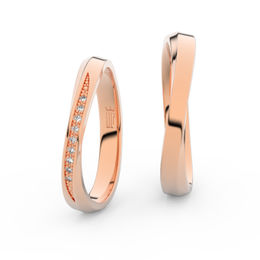 Snubní prsteny z růžového zlata s brilianty, pár - 3017