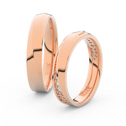 Snubní prsteny z růžového zlata s brilianty, pár - 3025