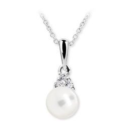 Dětský přívěsek s perlou Danfil C2235 z bílého zlata, přírodní sladkovodní perla