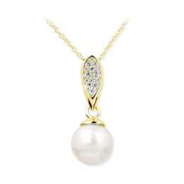 Colgante de oro para mujer DF 3152, oro amarillo, perla de agua dulce con diamantes