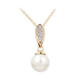 Colgante de oro para mujer DF 3152, oro rosa, perla de agua dulce con diamantes