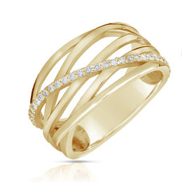 Zlatý prsteň DF 3797 zo žltého zlata, s briliantmi