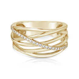 Zlatý prsten DF 3797 ze žlutého zlata, s brilianty