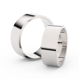 Snubní prsteny z bílého zlata, 7 mm, plochý, pár - 1G70
