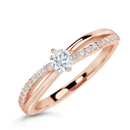 Zlatý zásnubní prsten DF 2837, růžové zlato, s brilianty