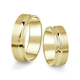 Snubní prsteny ze žlutého zlata s briliantem, pár - 07