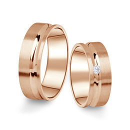 Snubní prsteny z růžového zlata s briliantem, pár - 07