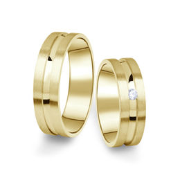 Snubní prsteny ze žlutého zlata s briliantem, pár - 08