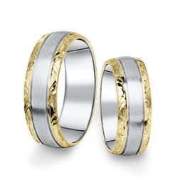 Kombinované snubní prsteny z bílého a žlutého zlata, pár - 10