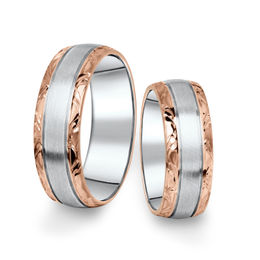Kombinované snubní prsteny z bílého a růžového zlata, pár - 10