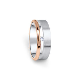 Dámský prsten DF 11/D, bílé+růžové zlato 585/1000, s briliantem