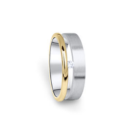Dámský prsten DF 11/D, bílé+žluté zlato 585/1000, s briliantem