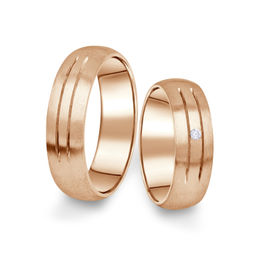 Snubní prsteny z růžového zlata s briliantem, pár - 13