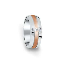 Dámský prsten DF 14/D, bílé+růžové zlato 585/1000, s briliantem