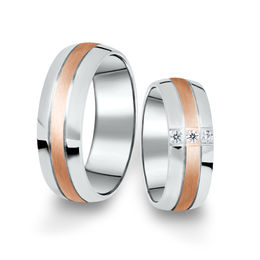 Kombinované snubní prsteny z bílého a růžového zlata s brilianty, pár - 14
