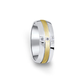 Dámský prsten DF 14/D, bílé+žluté zlato 585/1000, s briliantem