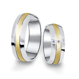 Kombinované snubní prsteny z bílého a žlutého zlata s brilianty, pár - 14